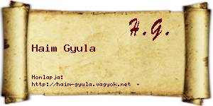 Haim Gyula névjegykártya